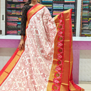 Pochampally Ikat Special Kaddi Border Red Color Sarees