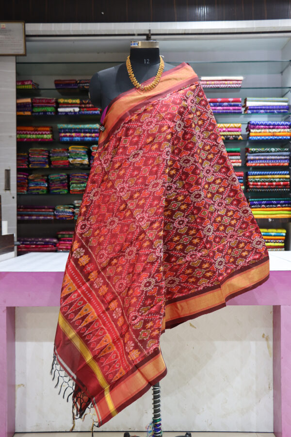 Pochampally Red Silk Dupatta