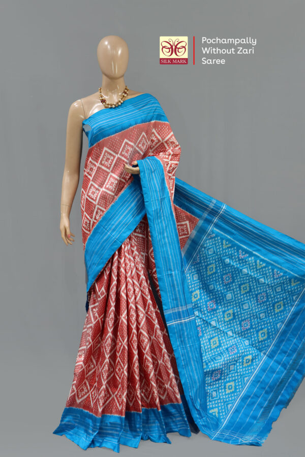 Pochampally Without Zari Orange Saree