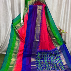Pochampally Ikat Kanchi Border Dark Pink Saree