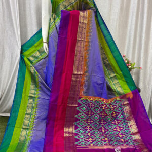 Pochampally Ikat Kanchi Border Purple Saree