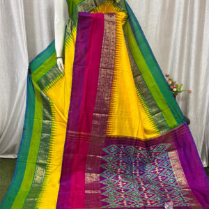 Pochampally Ikat Yellow Saree Latest Collection