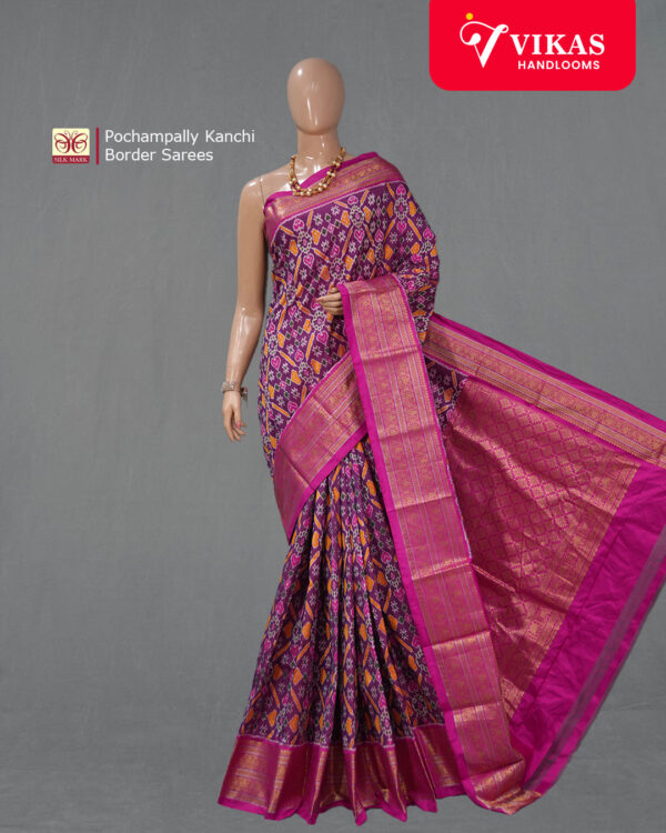 Pochampally Kanchi Border Pink Saree