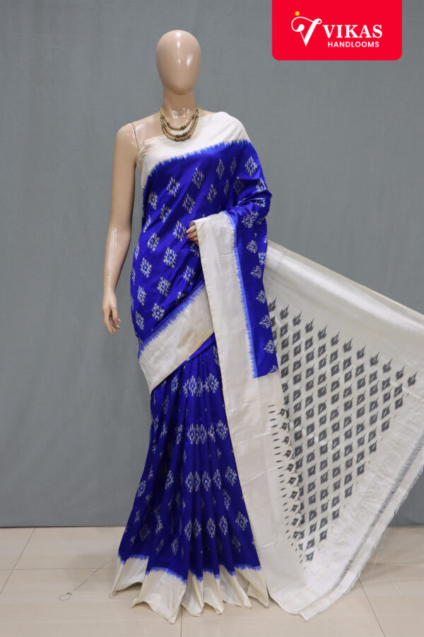 Pochampally Dark Blue Ikat Saree
