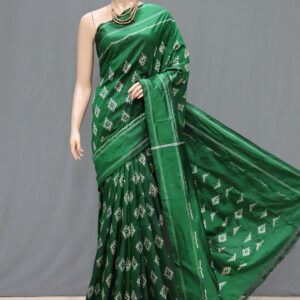 Pochampally Dark Green Ikat Saree