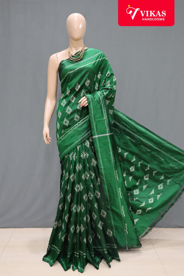 Pochampally Dark Green Ikat Saree