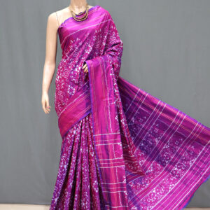 Pochampally Dark Pink Ikat Sarees