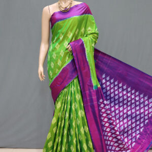 Pochampally Green Colour Ikat Sarees