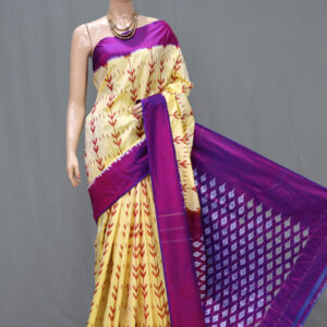 Pochampally Light Yellow Ikat Saree