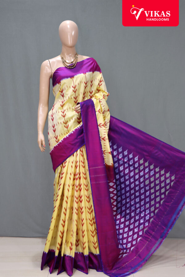 Pochampally Light Yellow Ikat Saree