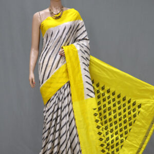 Pochampally Yellow Border SareePochampally Yellow Border Saree