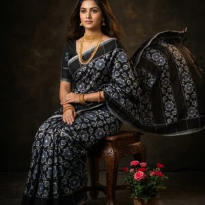 Double ikat telia rumal Mersirised cotton sarees