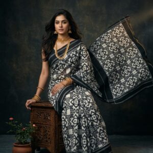 Double ikat telia rumal Mersirised cotton sarees