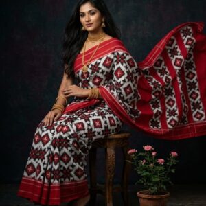 Double ikat telia rumal Mersirised cotton sarees