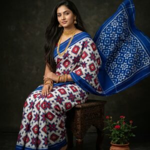 Double ikat telia rumal Mersirised cotton sarees