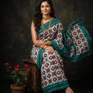 Double ikat telia rumal Mersirised cotton sarees